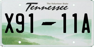TN license plate X9111A