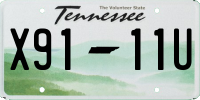 TN license plate X9111U