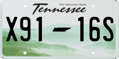 TN license plate X9116S