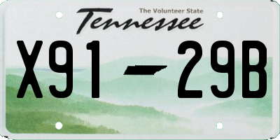 TN license plate X9129B