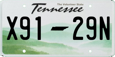 TN license plate X9129N