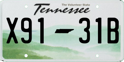 TN license plate X9131B