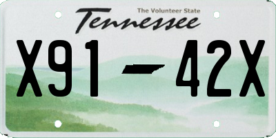 TN license plate X9142X