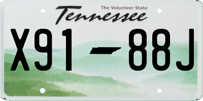 TN license plate X9188J