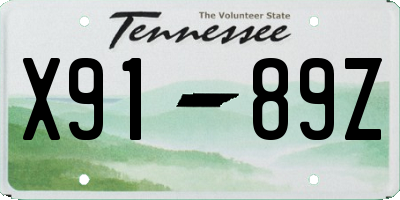 TN license plate X9189Z