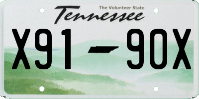 TN license plate X9190X