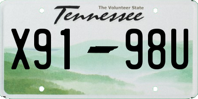 TN license plate X9198U