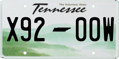 TN license plate X9200W