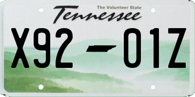 TN license plate X9201Z