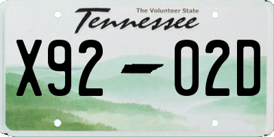 TN license plate X9202D