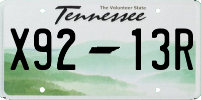 TN license plate X9213R