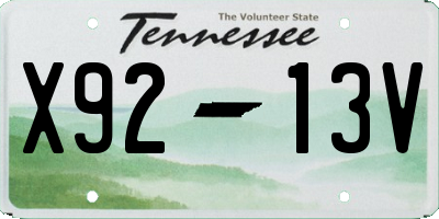 TN license plate X9213V