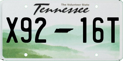 TN license plate X9216T