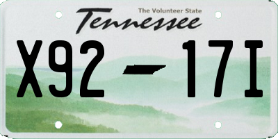 TN license plate X9217I