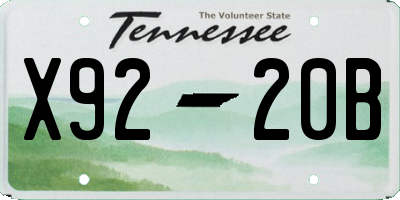 TN license plate X9220B