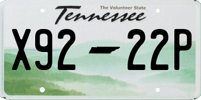 TN license plate X9222P
