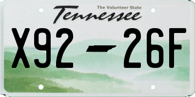 TN license plate X9226F