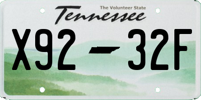 TN license plate X9232F