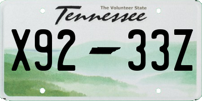 TN license plate X9233Z
