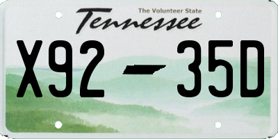 TN license plate X9235D