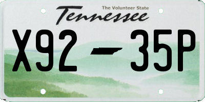 TN license plate X9235P
