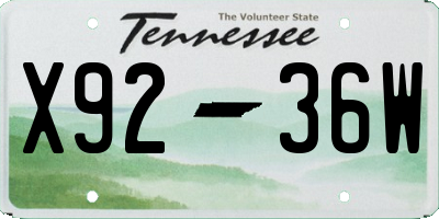 TN license plate X9236W
