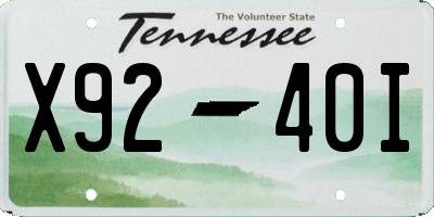 TN license plate X9240I