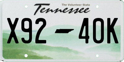 TN license plate X9240K