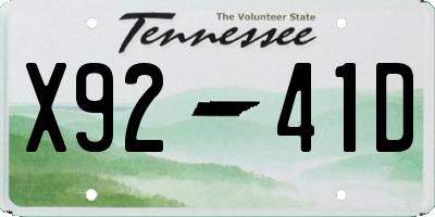 TN license plate X9241D