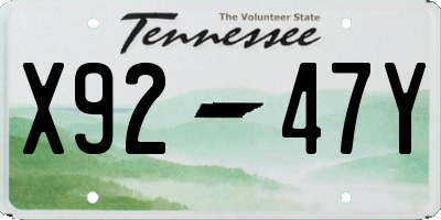 TN license plate X9247Y