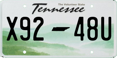 TN license plate X9248U