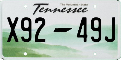 TN license plate X9249J