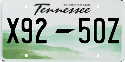 TN license plate X9250Z