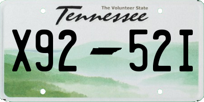 TN license plate X9252I