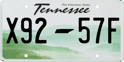 TN license plate X9257F