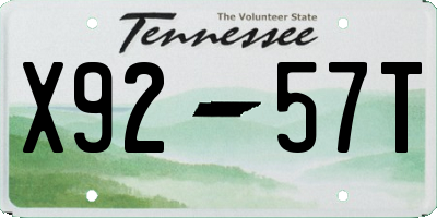 TN license plate X9257T