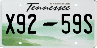 TN license plate X9259S