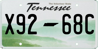 TN license plate X9268C