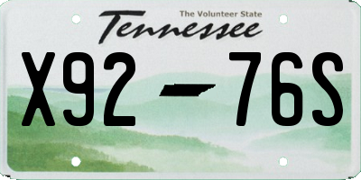 TN license plate X9276S