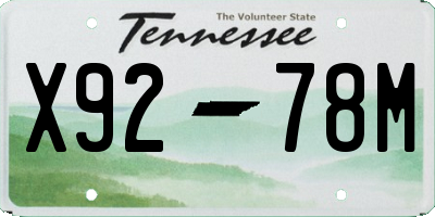 TN license plate X9278M