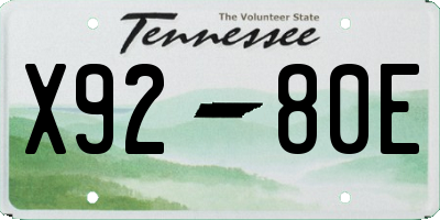 TN license plate X9280E