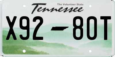 TN license plate X9280T