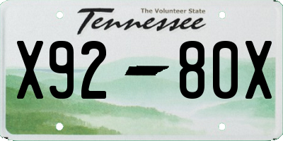 TN license plate X9280X