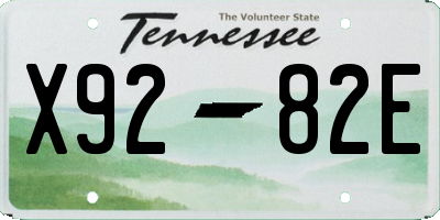 TN license plate X9282E