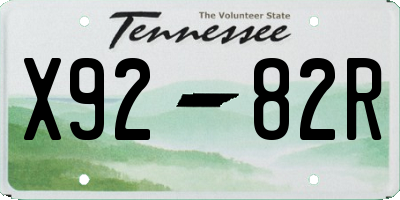 TN license plate X9282R