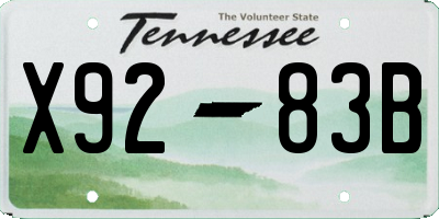 TN license plate X9283B