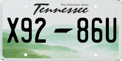 TN license plate X9286U