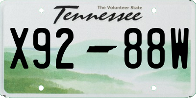TN license plate X9288W