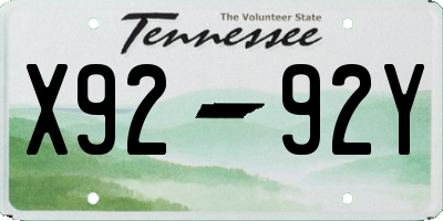TN license plate X9292Y