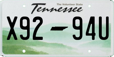 TN license plate X9294U